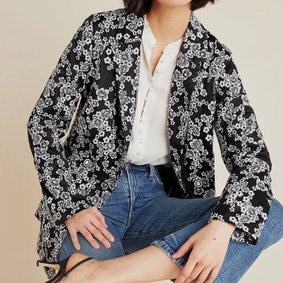 Anthropologie Jackets & Blazers - Eva Franco Anthropologie Aylie Embroidered Floral Print Blazer Size XS